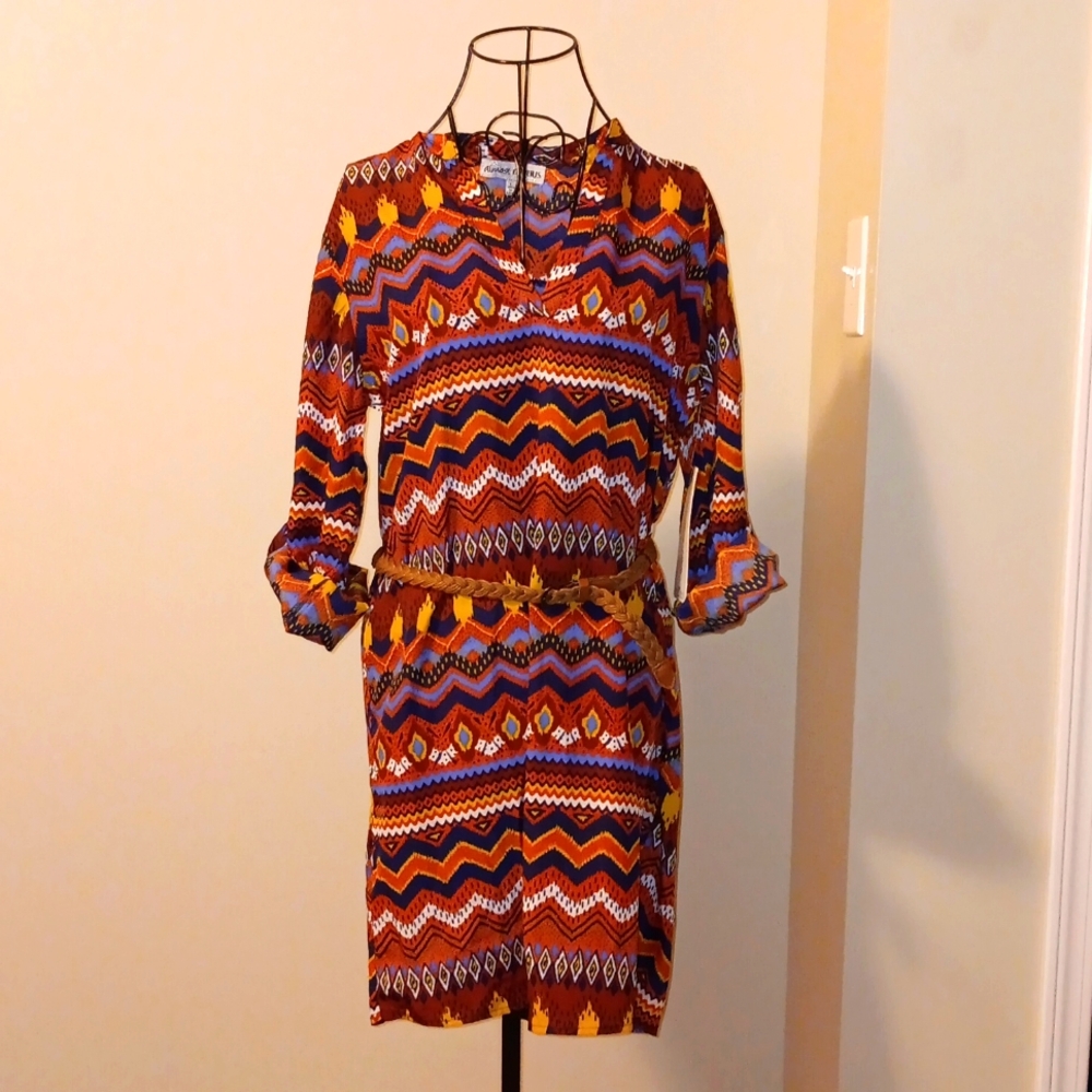 NWTS Tribal Print Tunic Dress &Tribal Feather Earrings